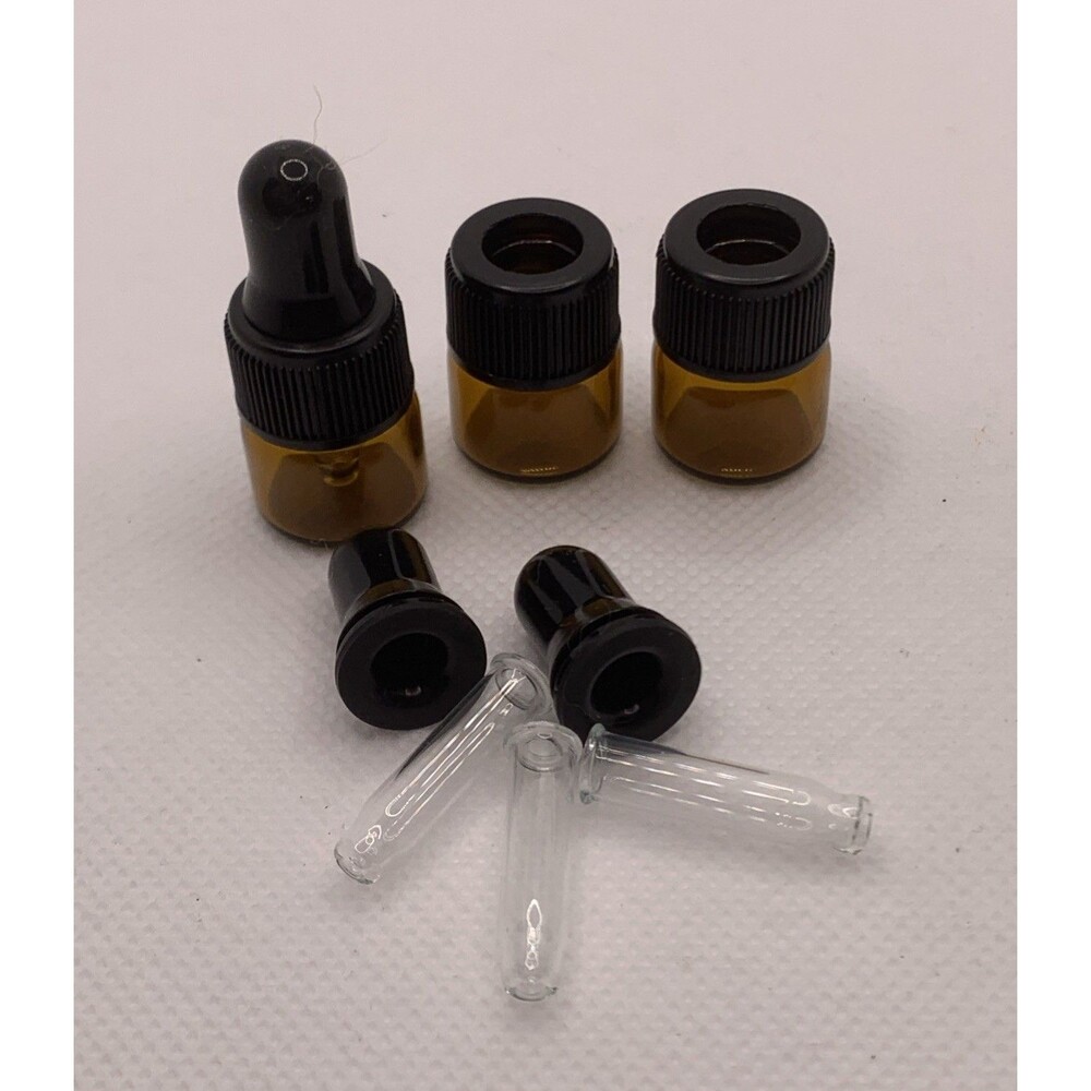 20 Pieces Amber Glass Dropping Bottles 1M Mini Essential Oil Dropper
